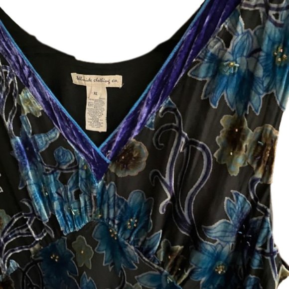 Telluride Clothing Co. Burnt velvet jewel coloured silk blend tank tunic top - Picture 8 of 16